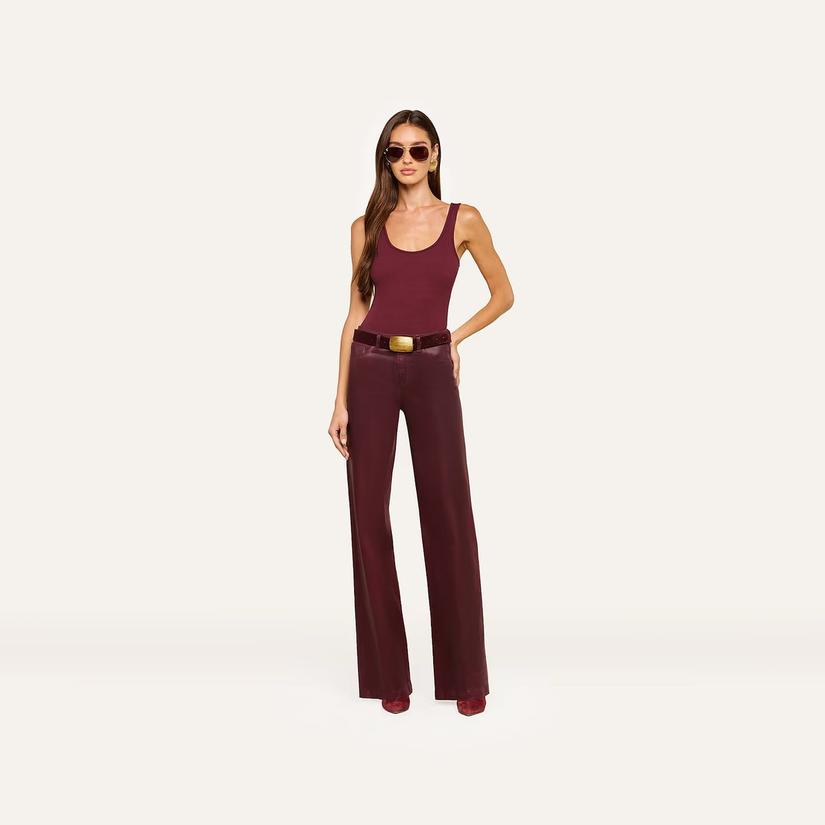 L'AGENCE - Women -  Sangria Clayton Coated Wide-Leg Jean