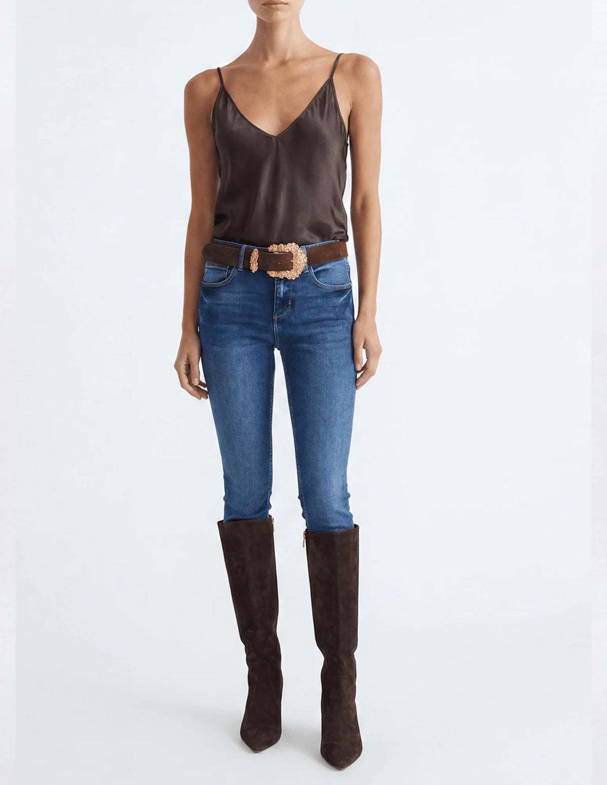 L'AGENCE - Women - Dark Espresso Lexi Silk Camisole Tank