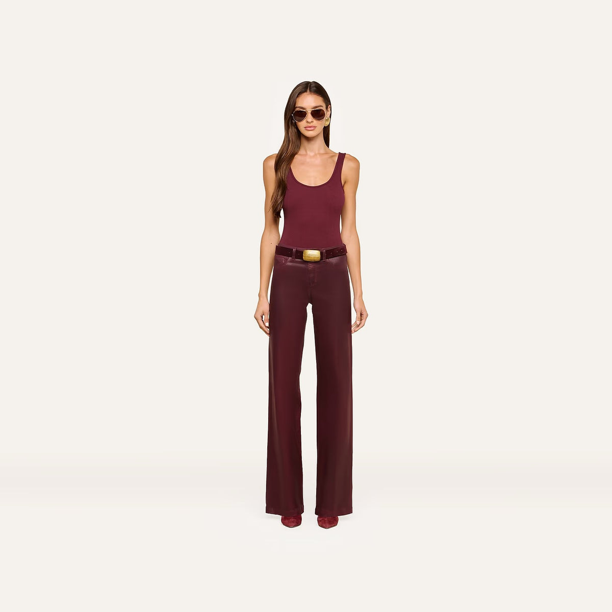 L'AGENCE - Women -  Sangria Clayton Coated Wide-Leg Jean
