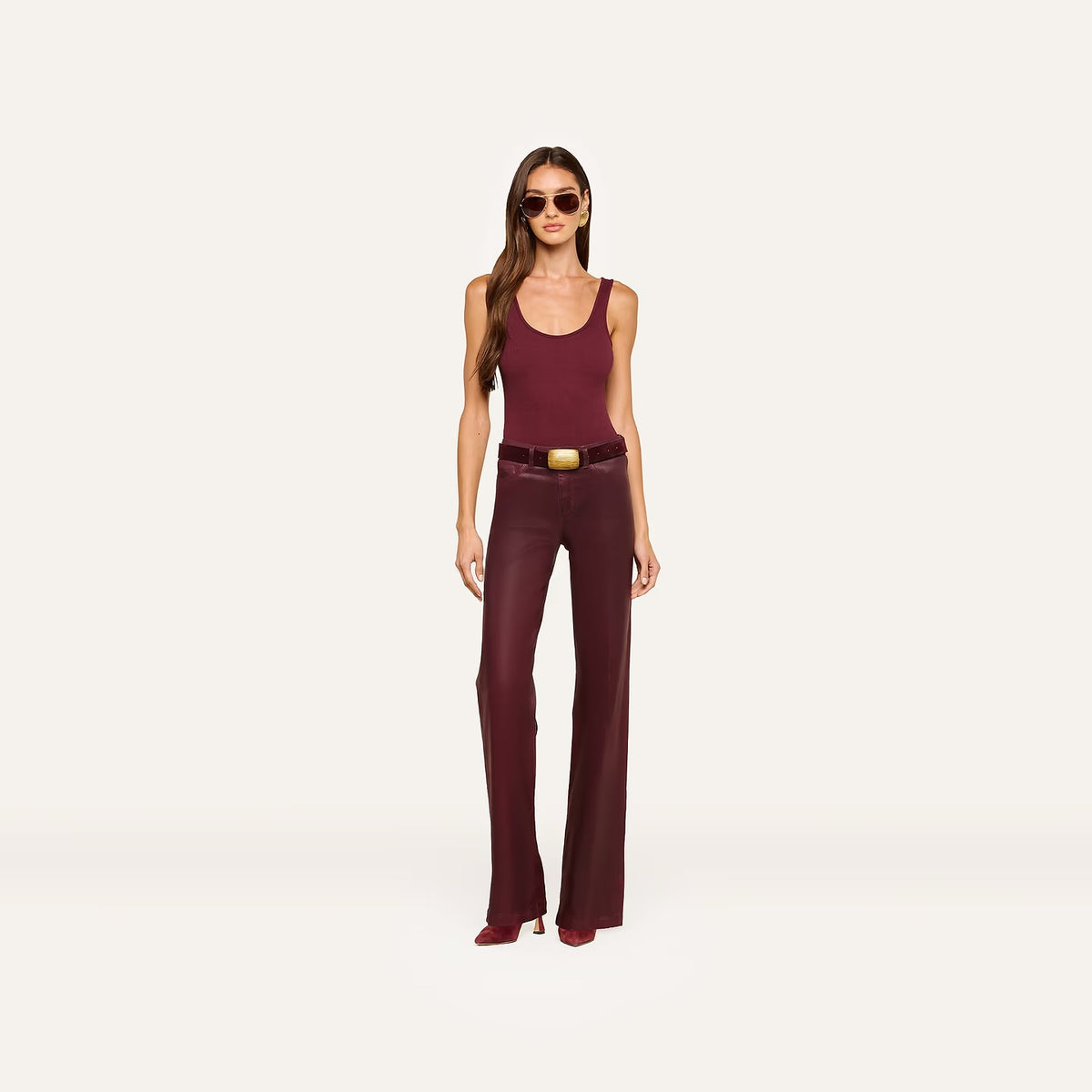 L'AGENCE - Women -  Sangria Clayton Coated Wide-Leg Jean