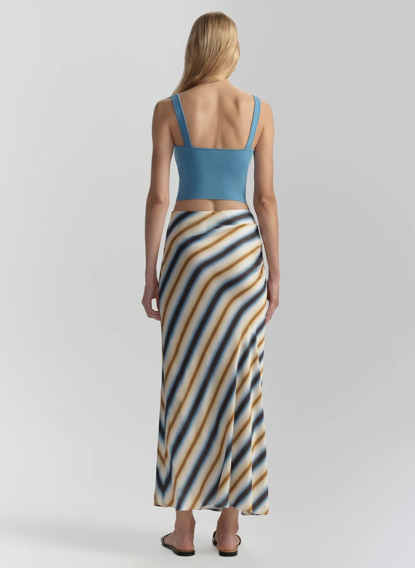 ALC  - Women - Tahoe Blue - Chocolate Jean Striped Midi Skirt