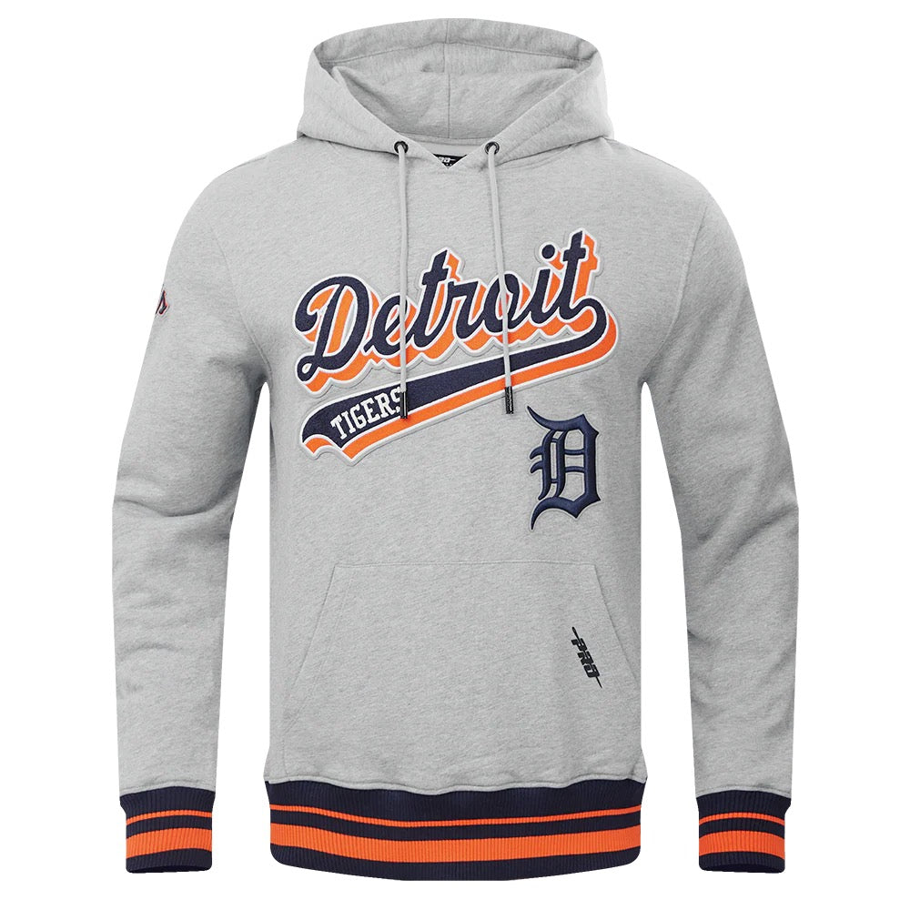 Pro Standard - Men - Grey MLB Detroit Tigers Script Tail RIb Fleece Pullover Hoodie