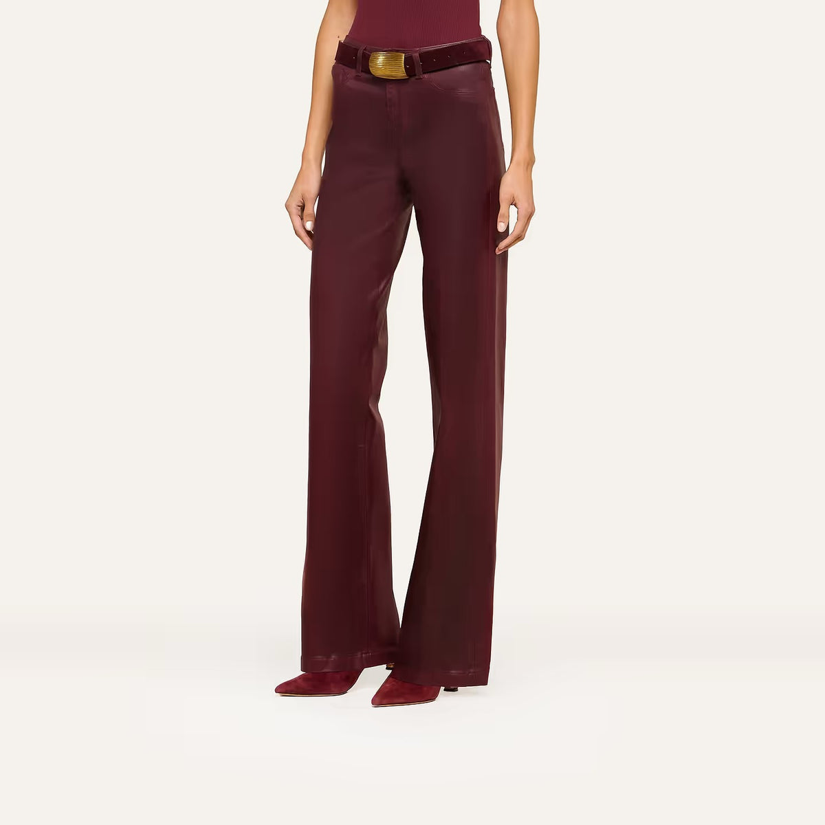 L'AGENCE - Women -  Sangria Clayton Coated Wide-Leg Jean