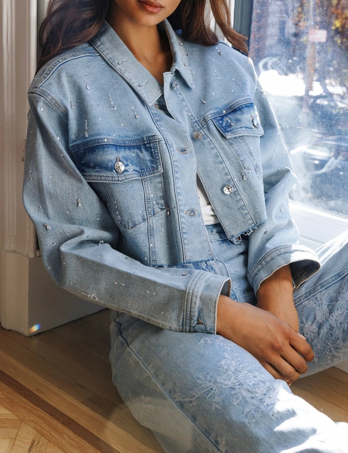 Generation Love - Women - Light Blue  Delan Embellished Denim Jacket
