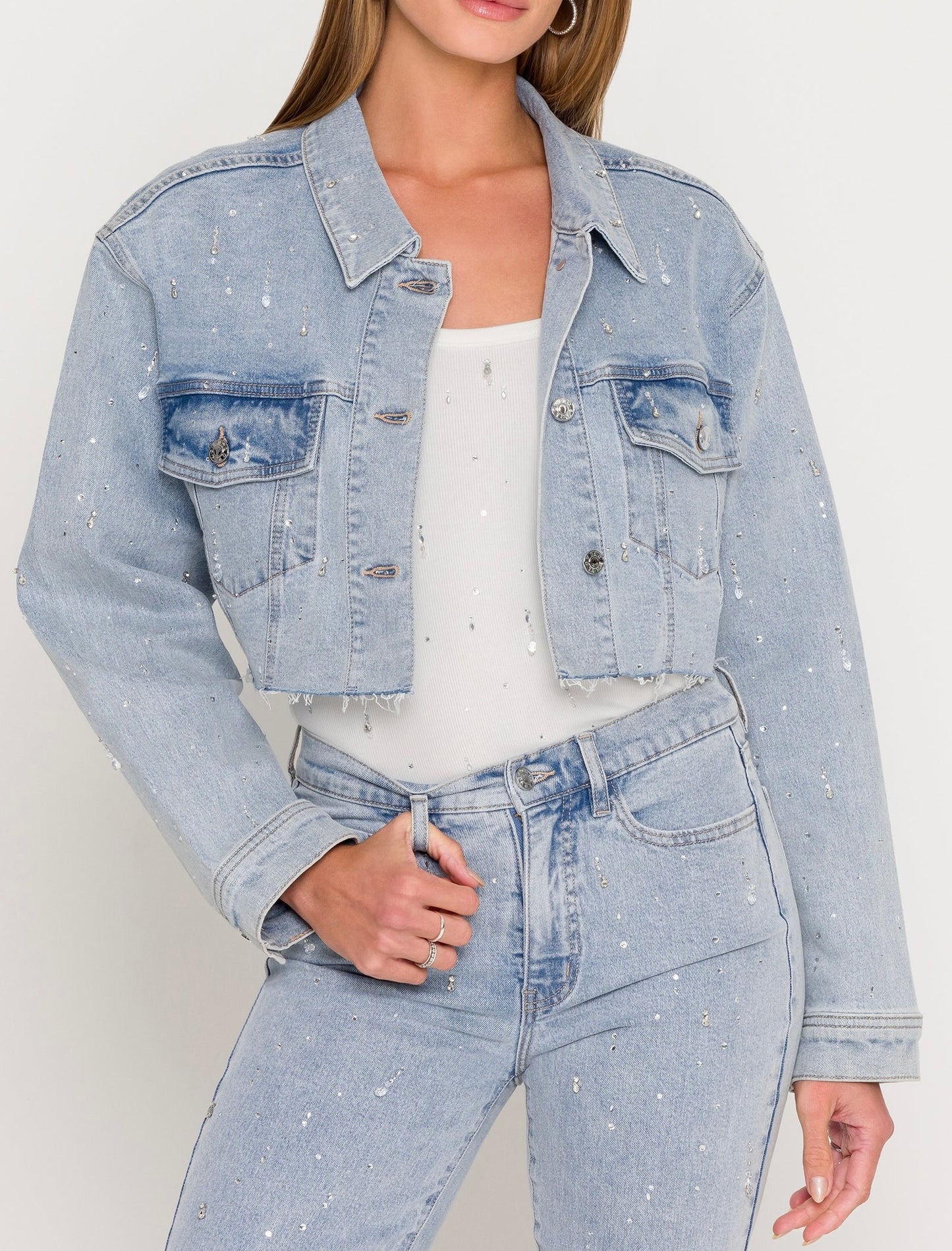 Generation Love - Women - Light Blue  Delan Embellished Denim Jacket