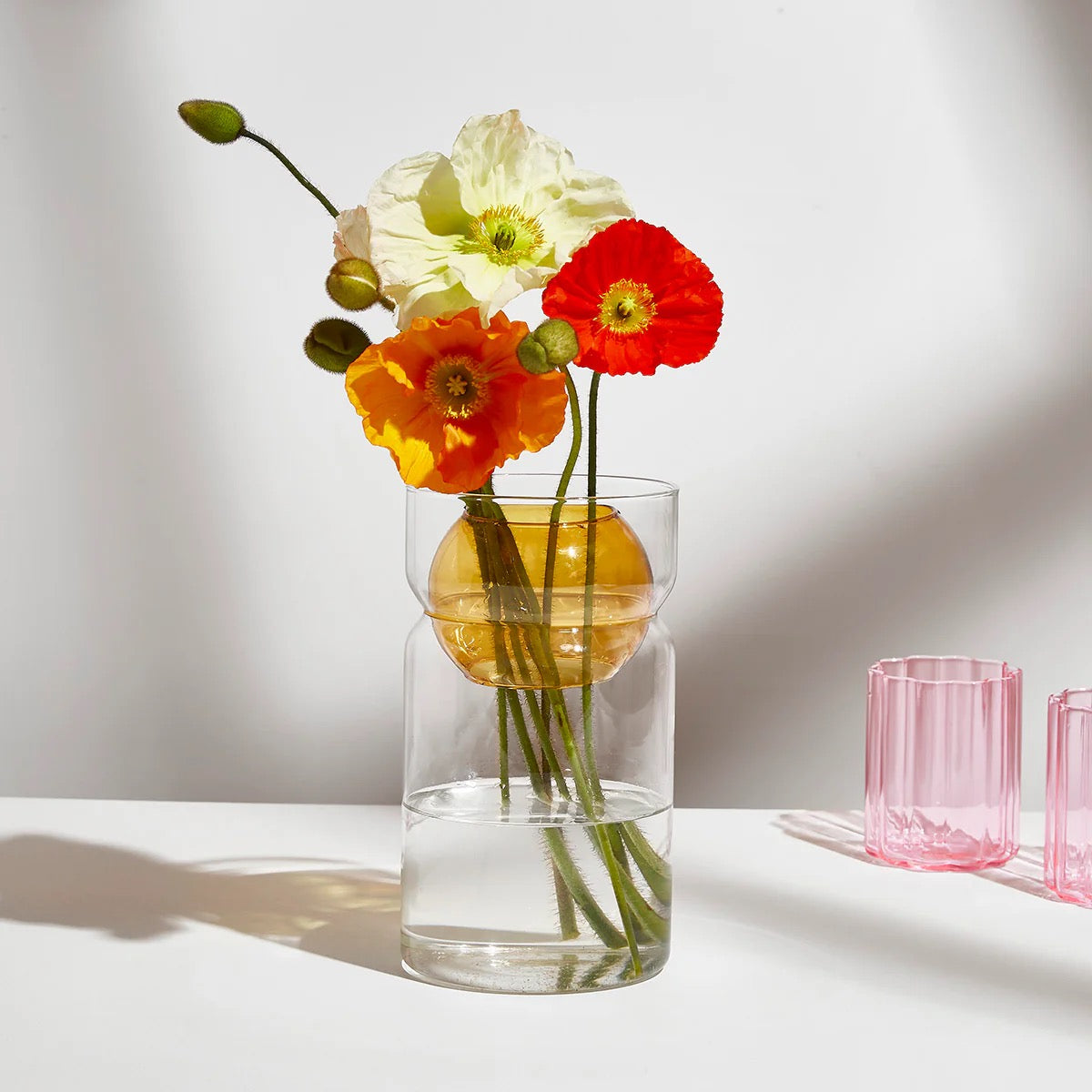 FAZEEK Clear + Amber Balance Vase