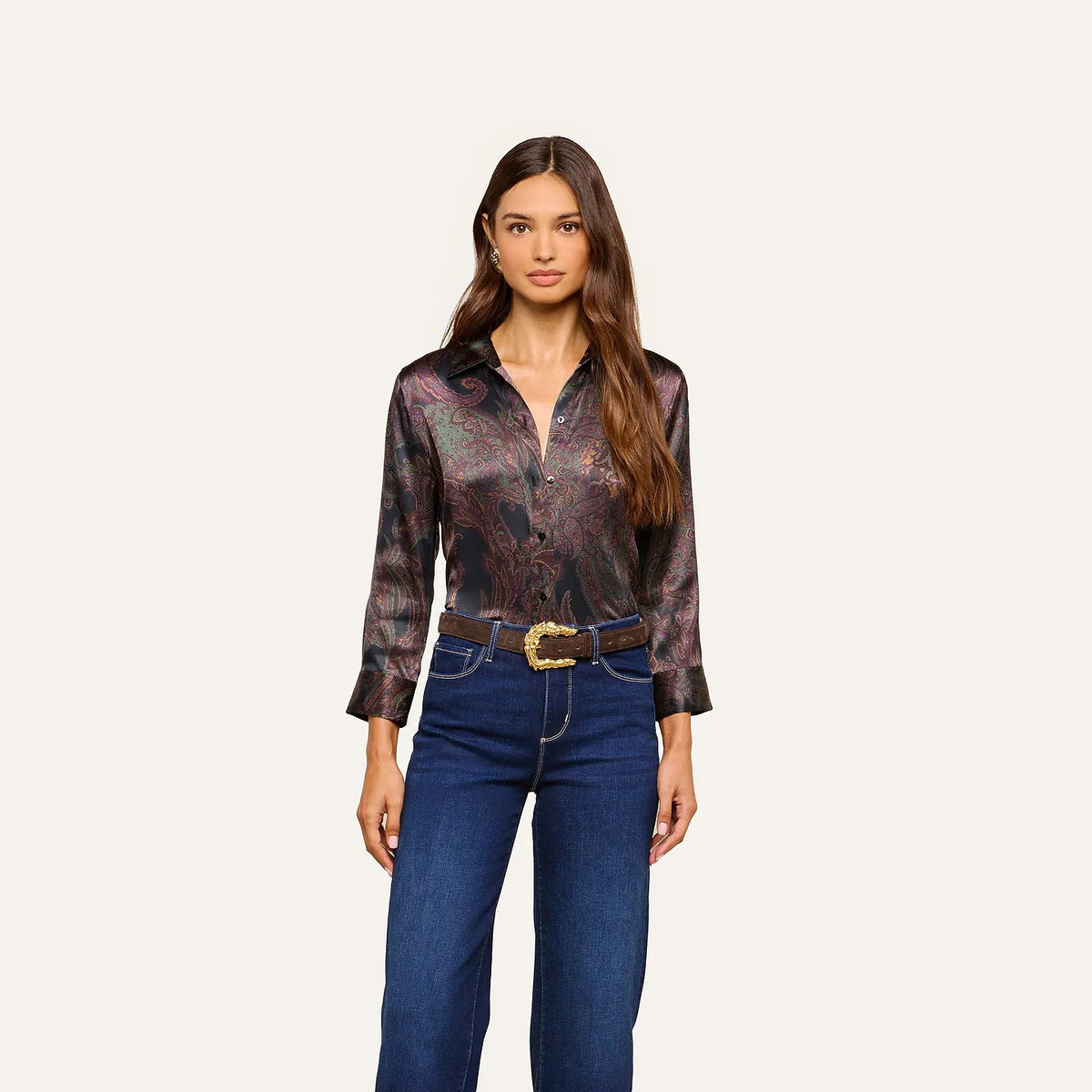 L'AGENCE - Women - Midnight Multi Lux Paisley Dani Silk Blouse