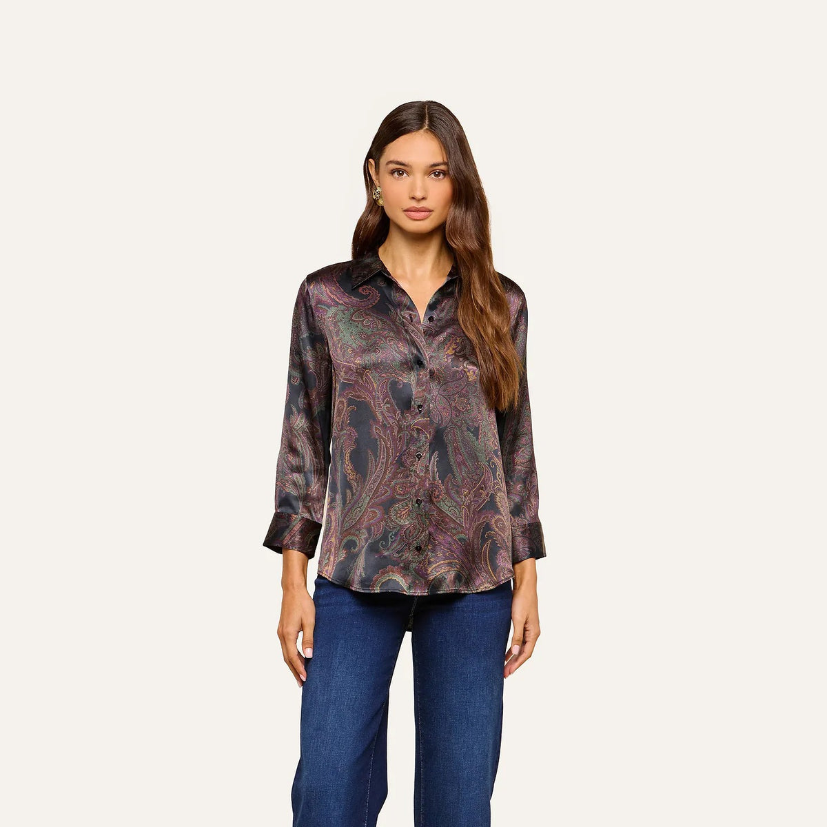 L'AGENCE - Women - Midnight Multi Lux Paisley Dani Silk Blouse