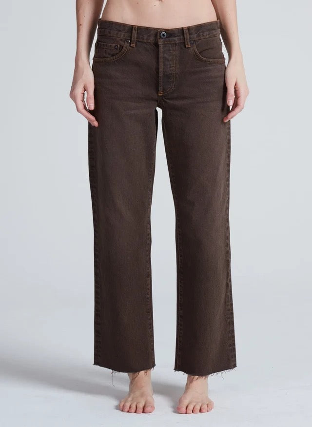 ASKK - Women - Distressed Brown Low Rise Straight