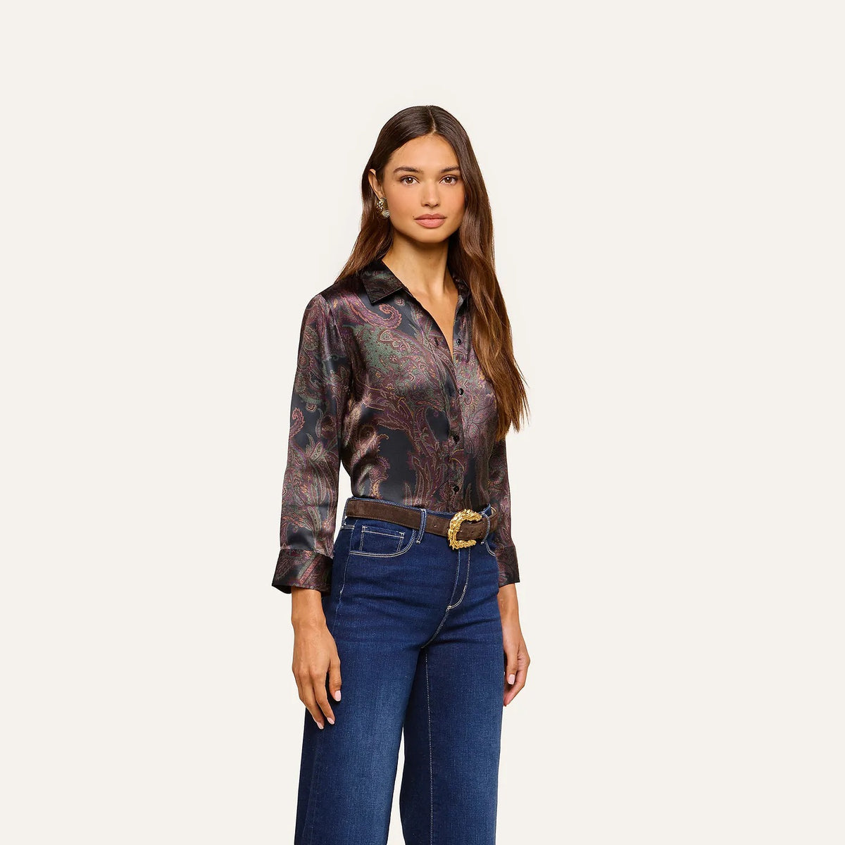 L'AGENCE - Women - Midnight Multi Lux Paisley Dani Silk Blouse