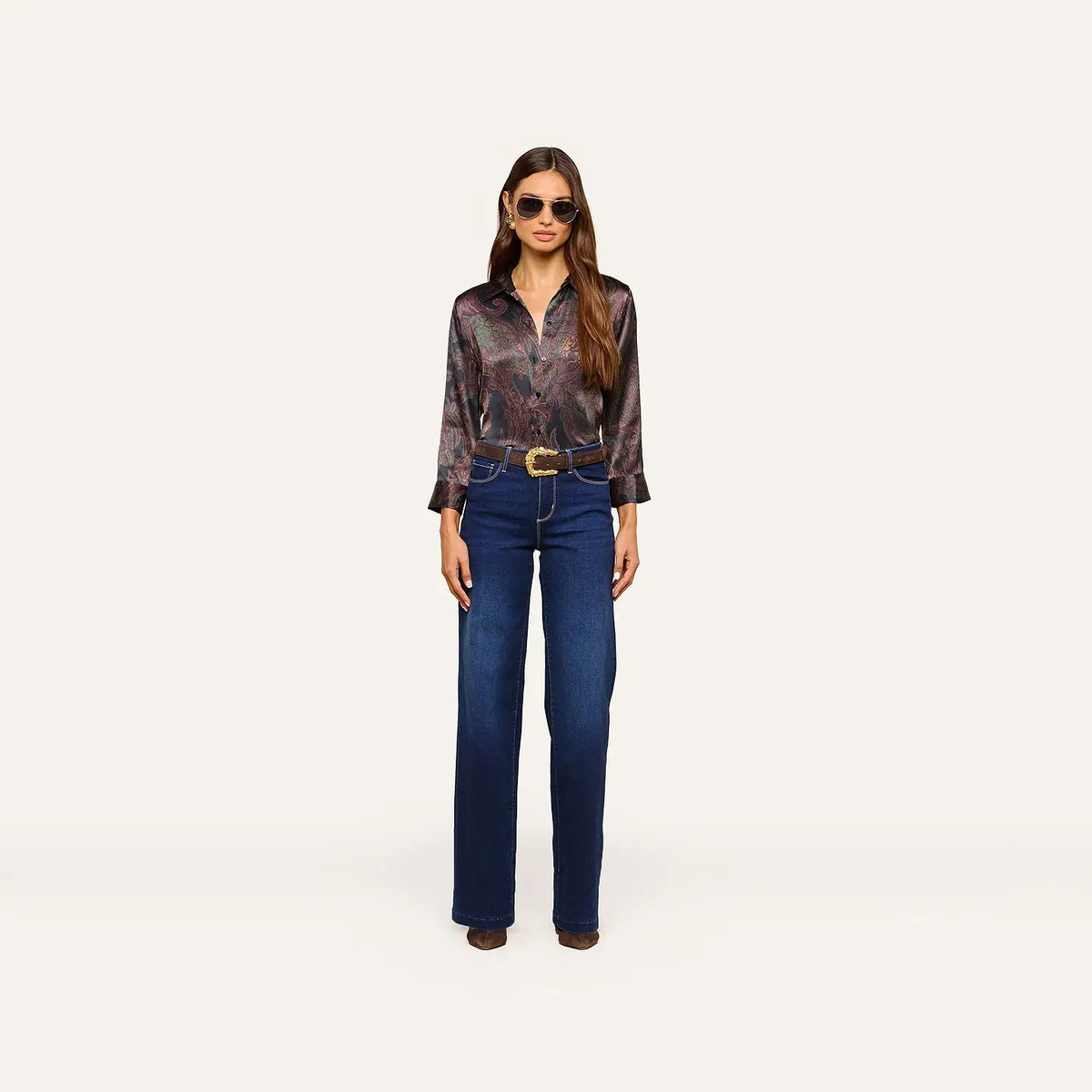 L'AGENCE - Women - Midnight Multi Lux Paisley Dani Silk Blouse