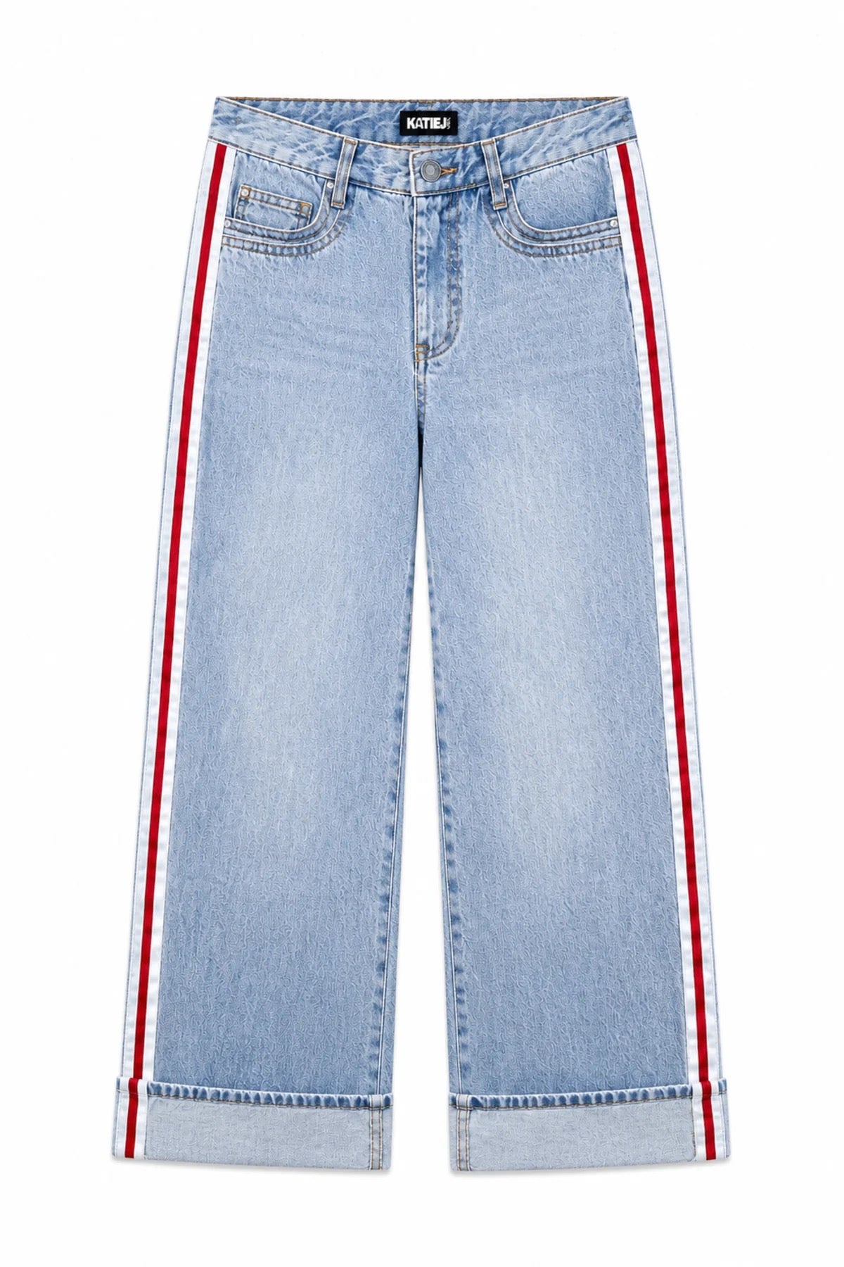 KatieJ NYC - Tween - Light Wash Boston Wide Leg Cuffed Jean