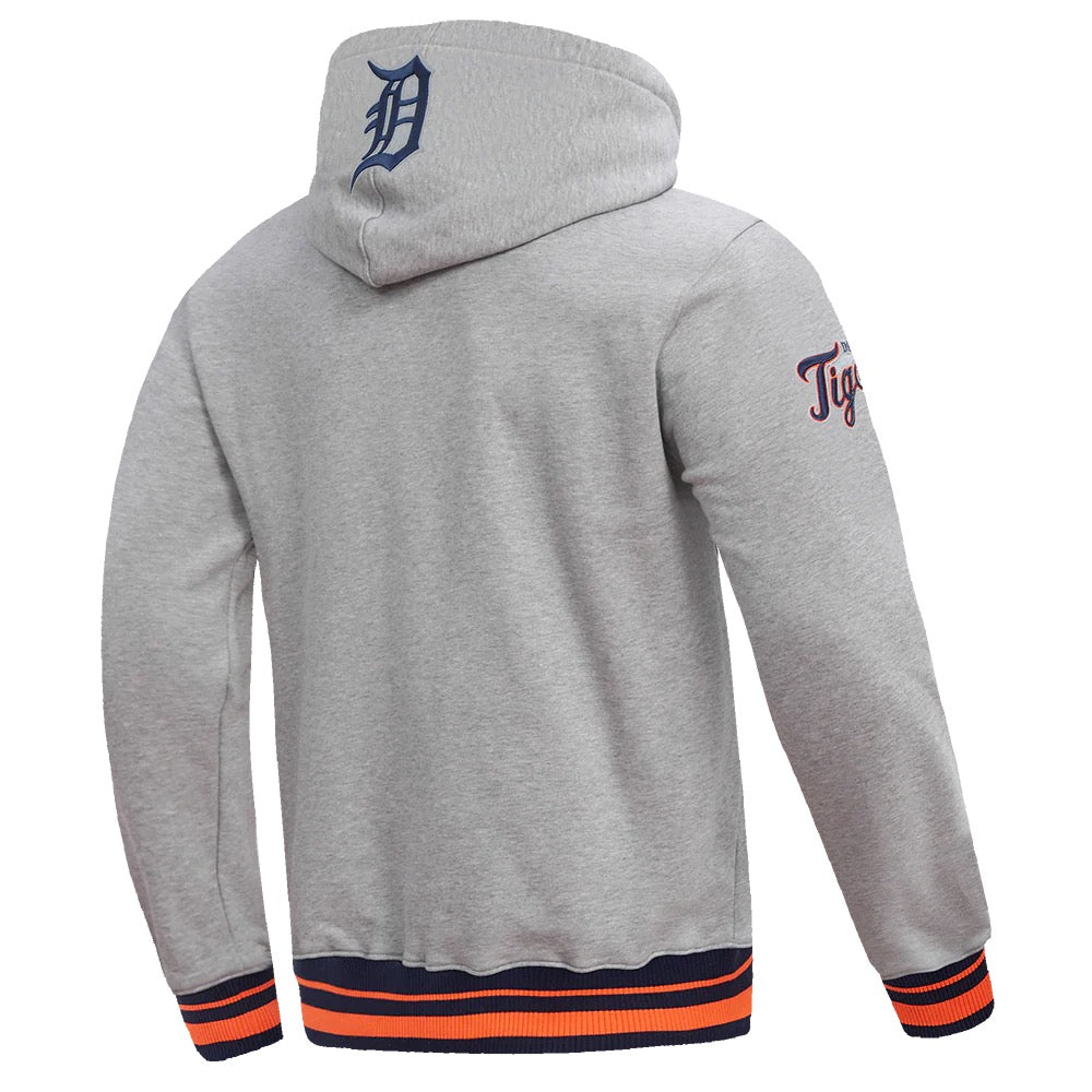 Pro Standard - Men - Grey MLB Detroit Tigers Script Tail RIb Fleece Pullover Hoodie