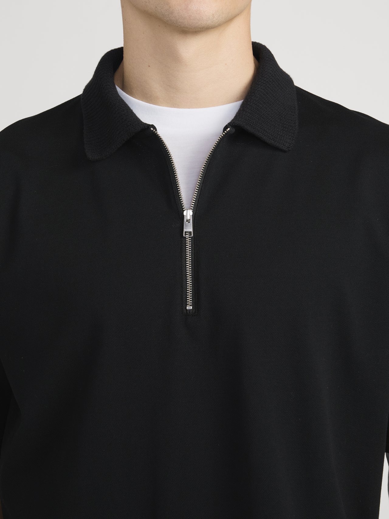 Frame - Men - Black Zip Polo Shirt