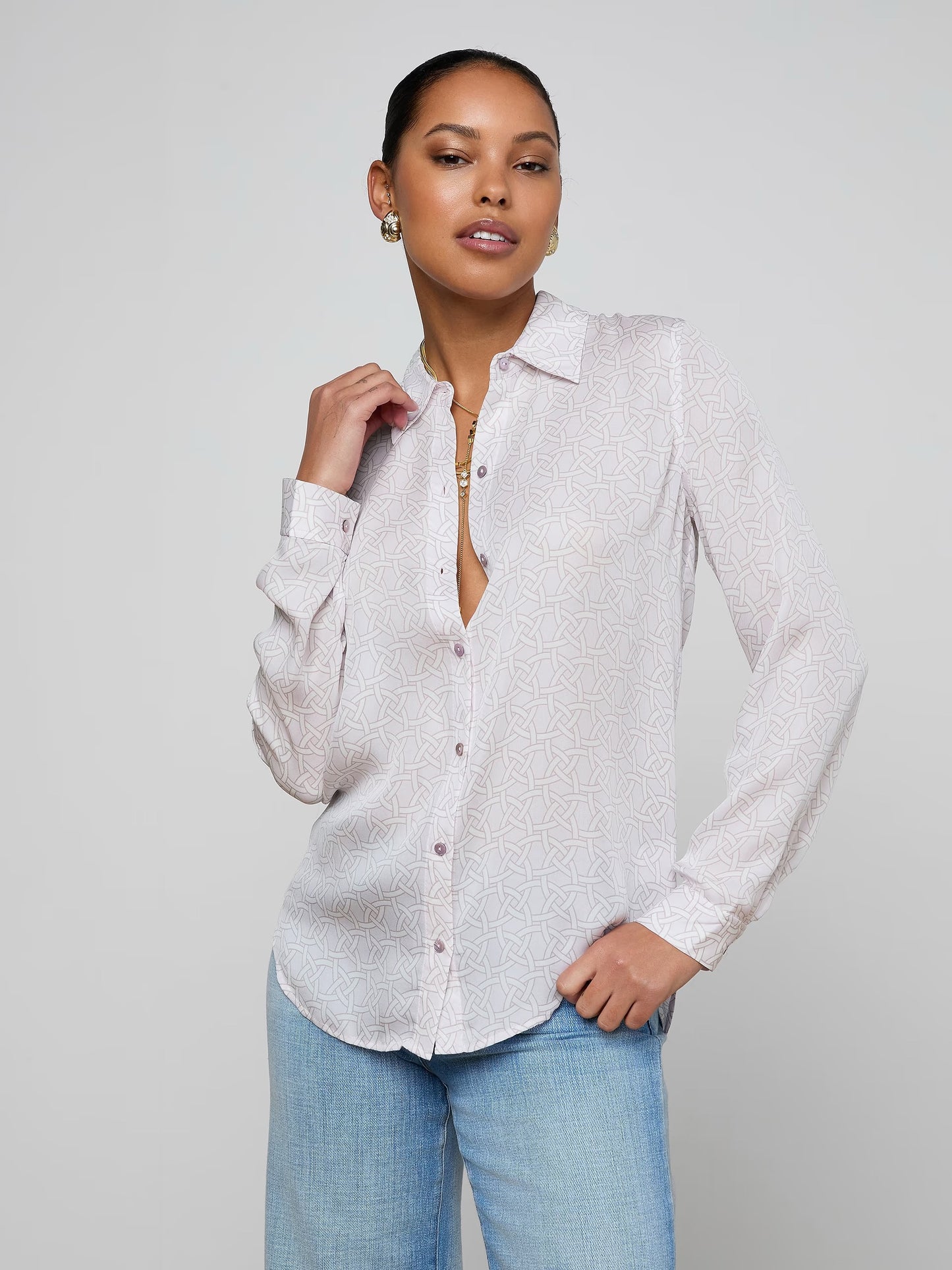 L'AGENCE - Women - Icy Lilac Nina Blouse Linked Geo