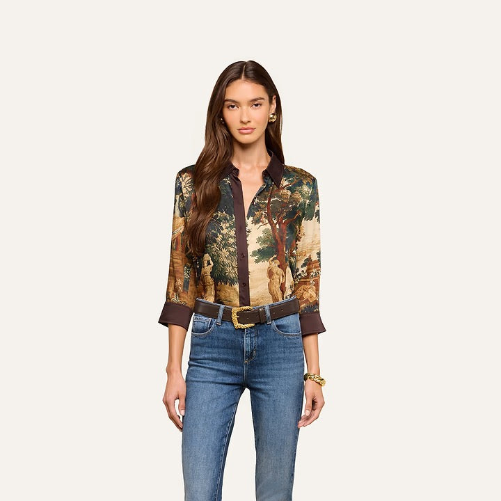 L'AGENCE- Women -  Multi Scenic Tapestry Print Eulalie Blouse