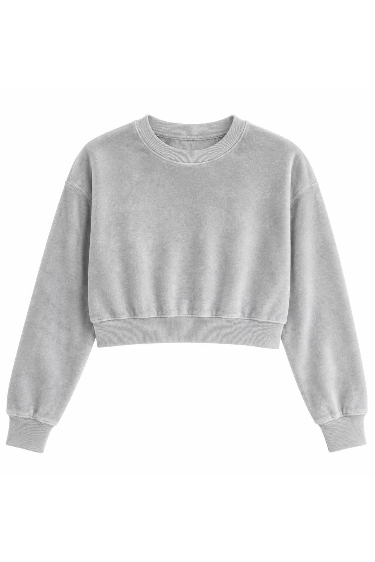 KatieJ Ney - Tween - Heather Grey Jade Velour Crew Neck Top