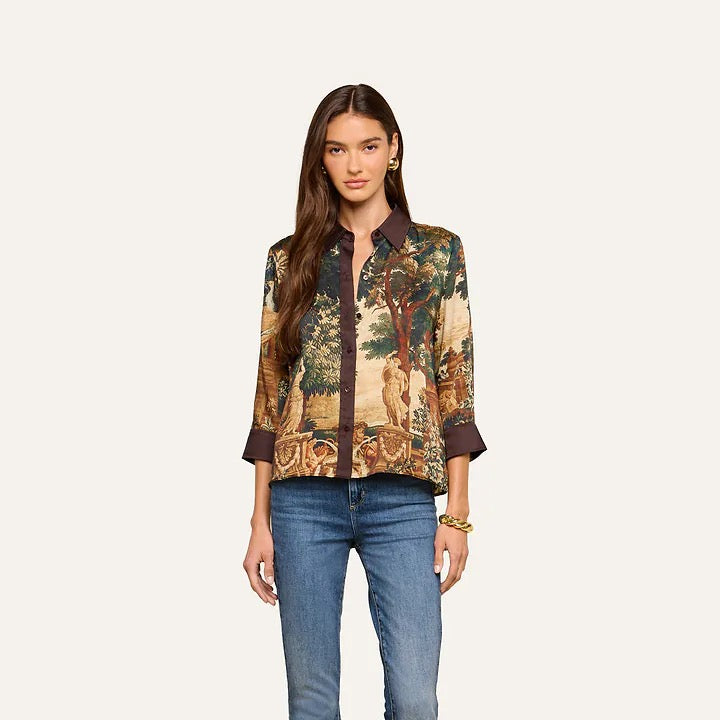 L'AGENCE- Women -  Multi Scenic Tapestry Print Eulalie Blouse