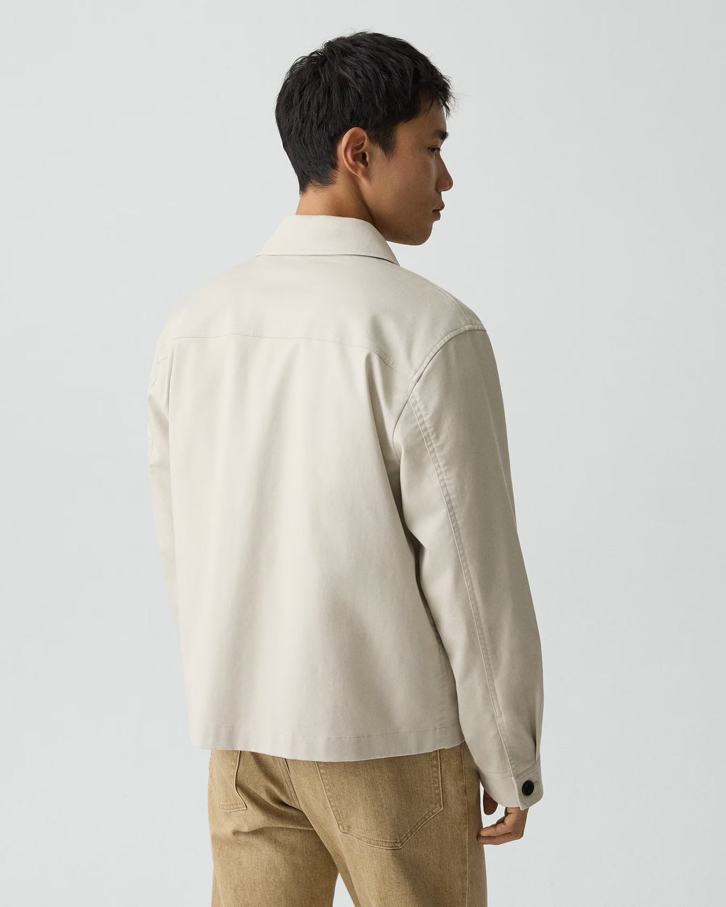 Theory - Men - Winter Ivory Button-Up Jacket in Moonsoft Cotton