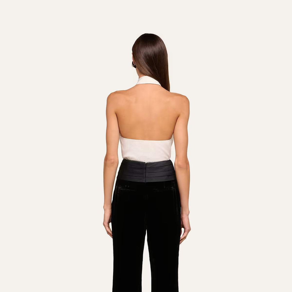 L'AGENCE - Women - White/Black Wren Neck-Tie Top