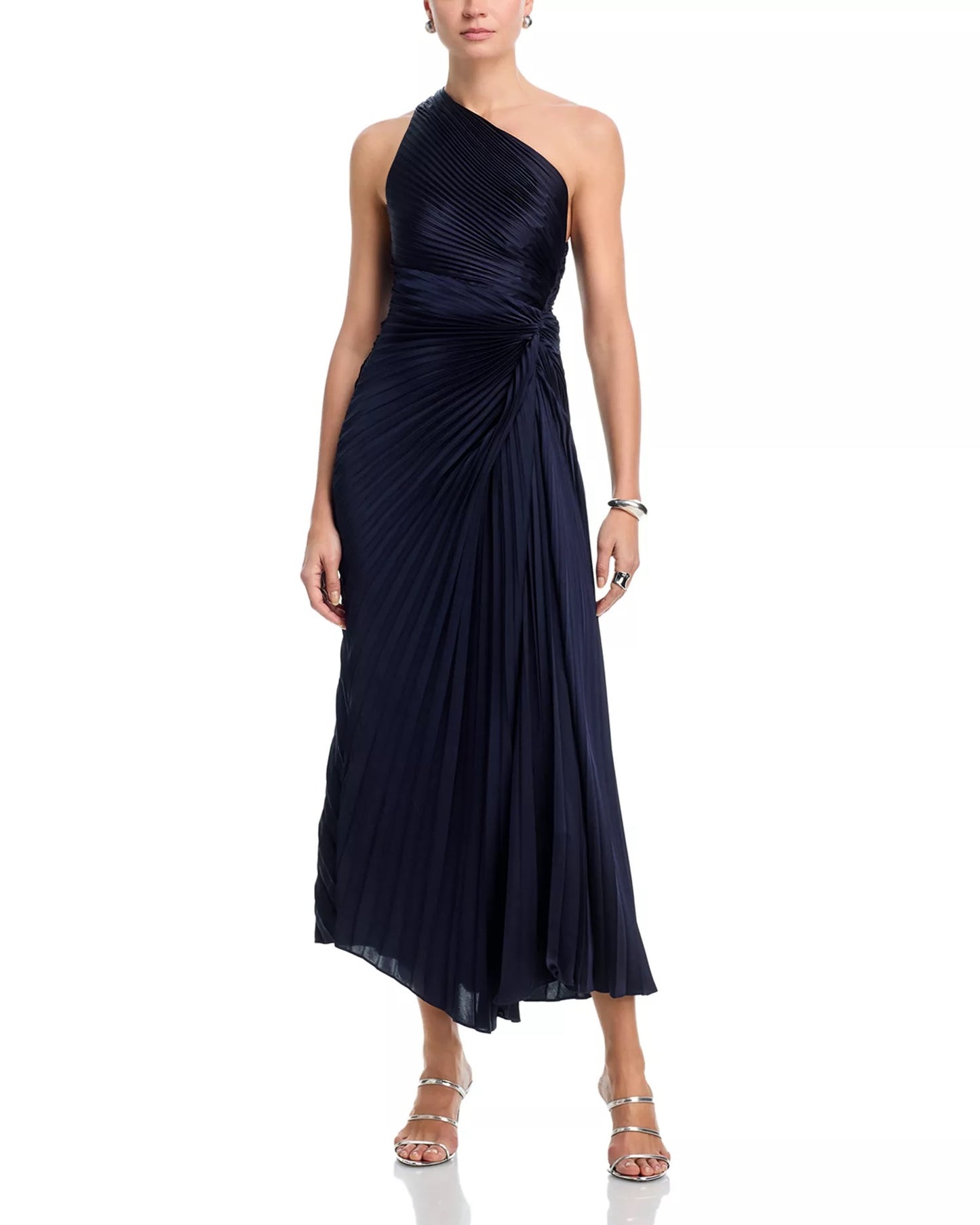 ALC - Women - Night Blue Lara Satin Pleated Midi Dress