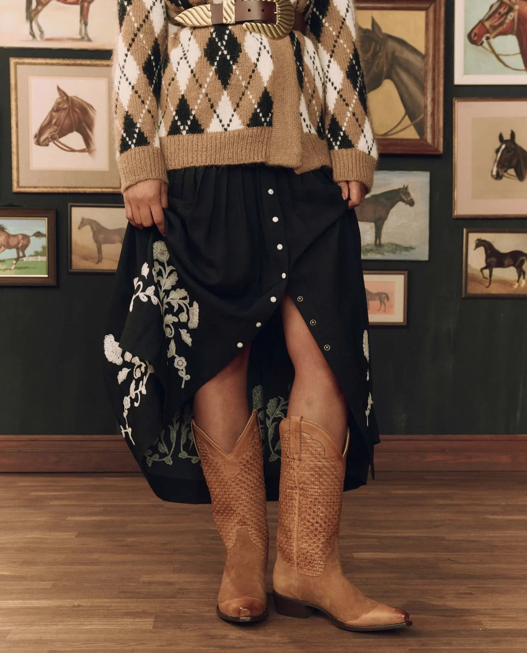 The Great - Women - Basket Weave Cowboy Boot