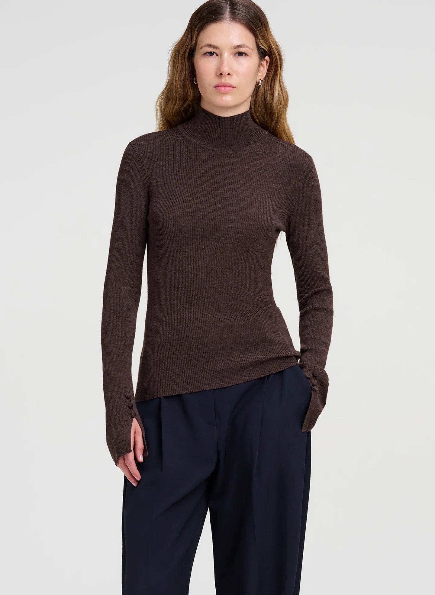 ALC - Women - Coffee Jett Knit Merino Turtleneck Top
