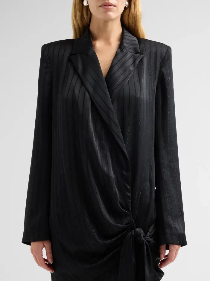 Ramy Brook - Women - Black Irina Pinstripe Tie Minidress