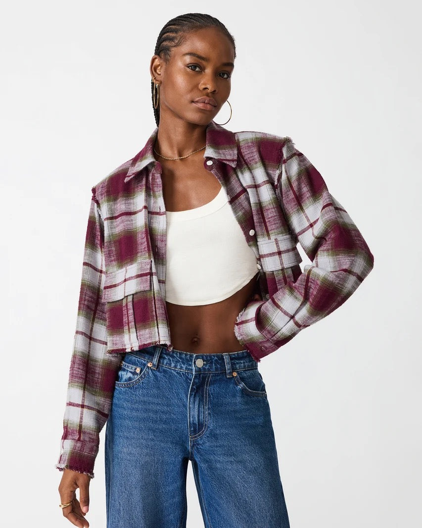 Steve Madden - Women Olive Plaid Marlow Top