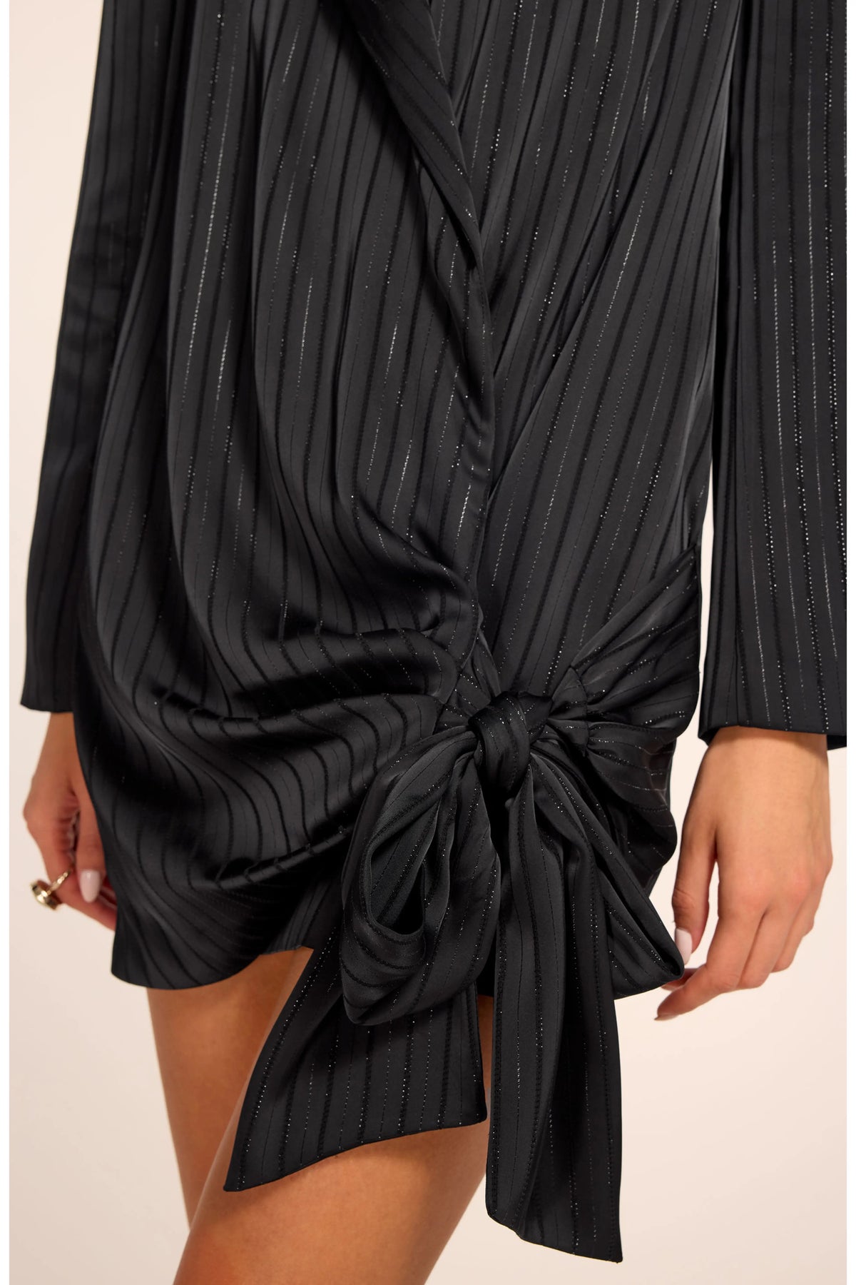 Ramy Brook - Women - Black Irina Pinstripe Tie Minidress