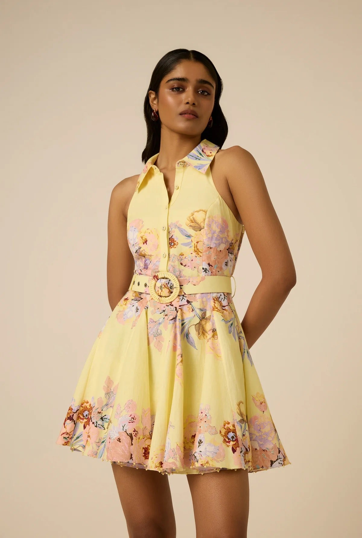 HEMANT AND NANDITA - Women -  Yellow Kysha Dress With Buckle Belt
