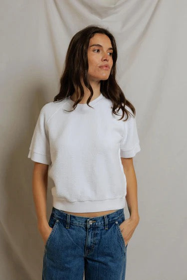 Perfect White Tee - Women - White Kennedy Reverse Fleece Short Sleeve Sweatshirt