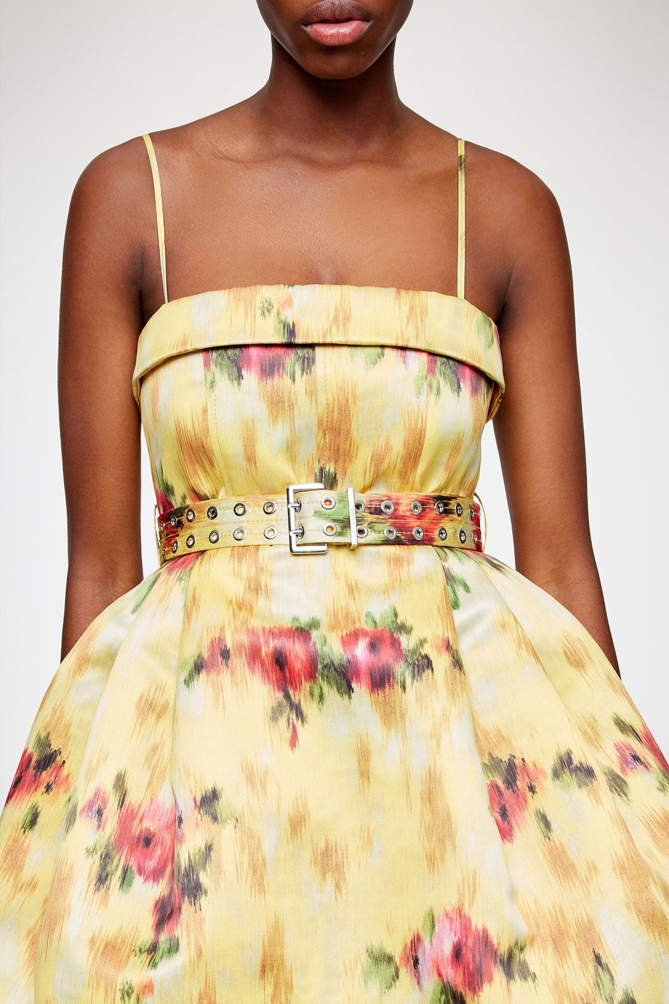 GANNI - Women - Yellow Printed Aurorao Satin Bubble Mini Dress
