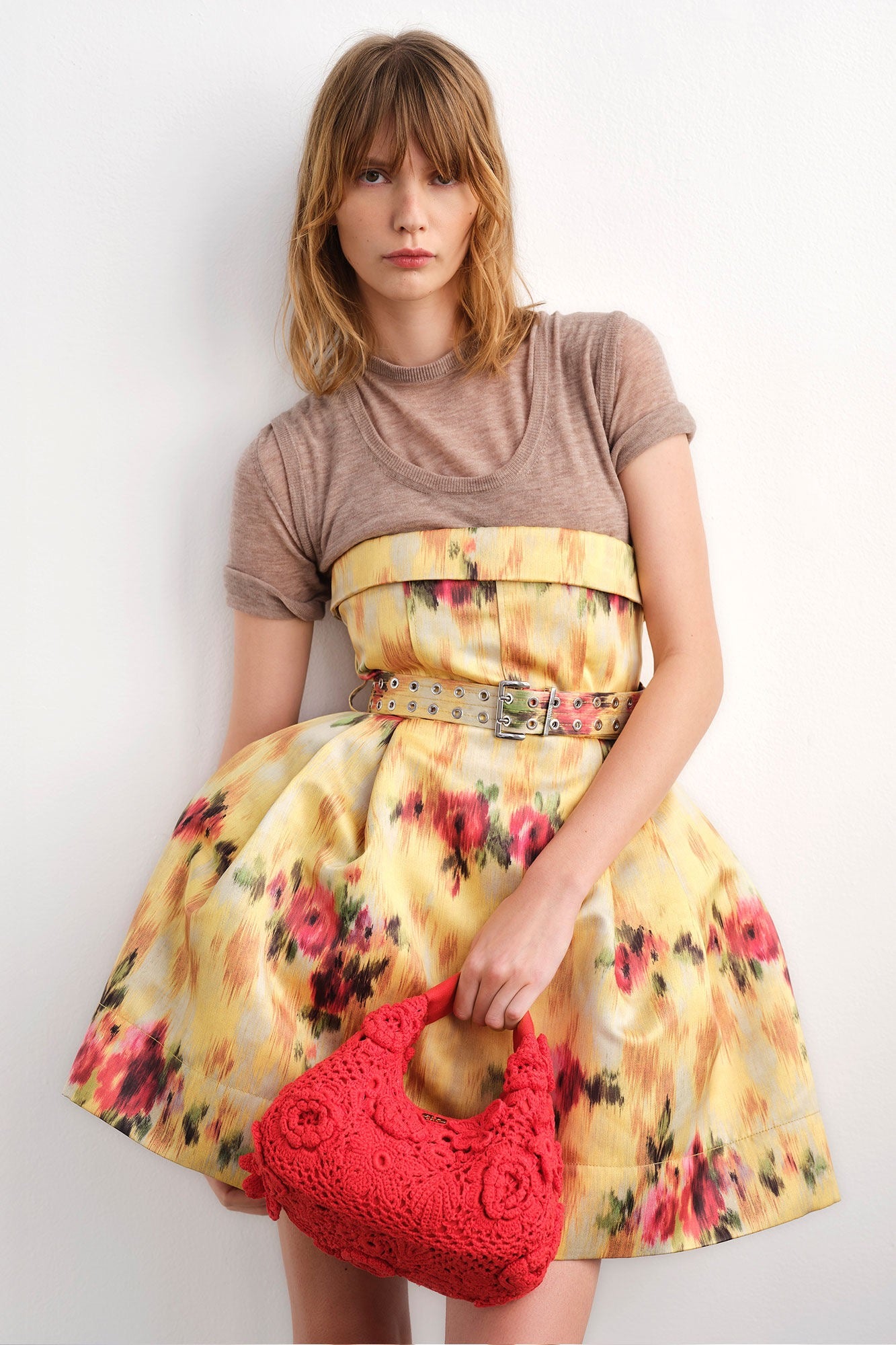GANNI - Women - Yellow Printed Aurorao Satin Bubble Mini Dress