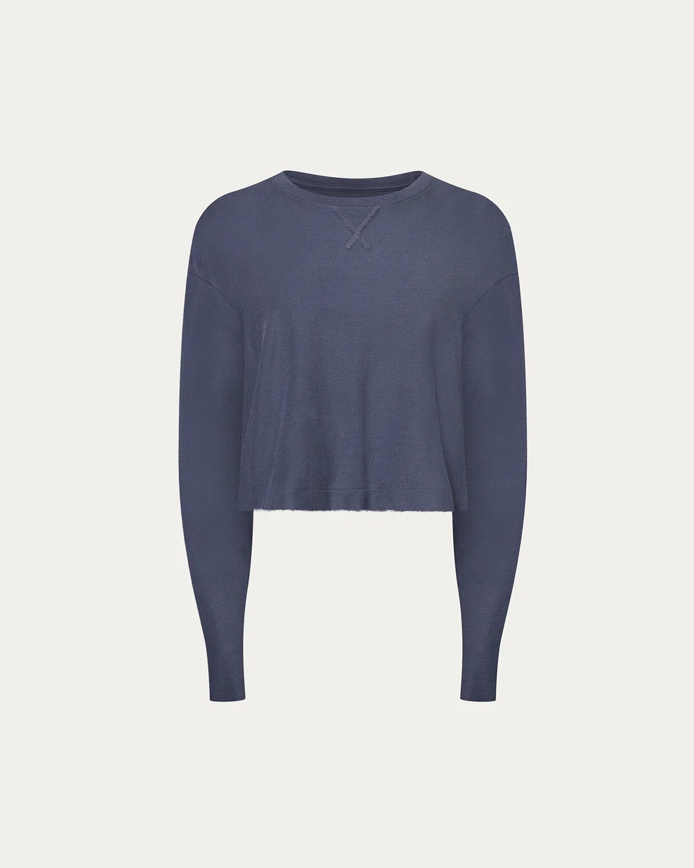 ATM - Womens - Dusky Blue Pique Cropped Boxy Tee