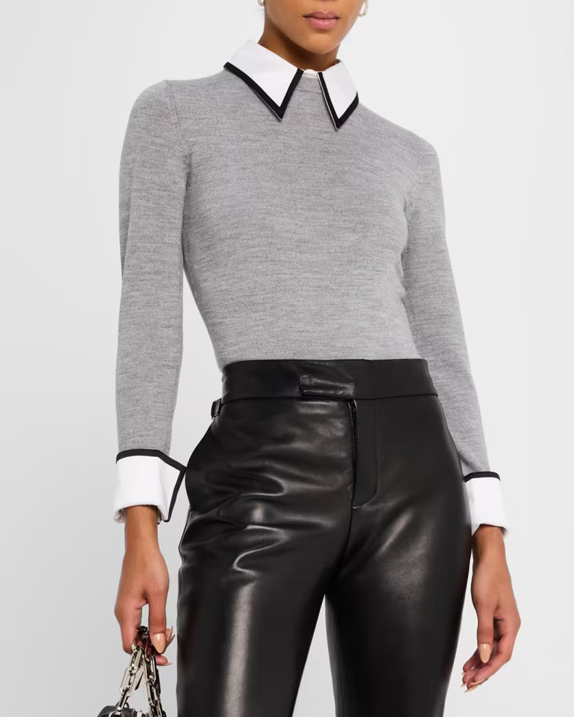 Alice + Olivia  - Women - Heather Grey Porla Collared Sweater