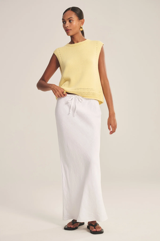 Velvet By Graham & Spencer  - Women - White Beka Heavy Linen Skirt