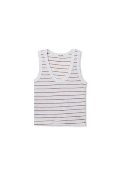 Perfect White Tee - Women - Driftwood/White  Khara Tank Stripe