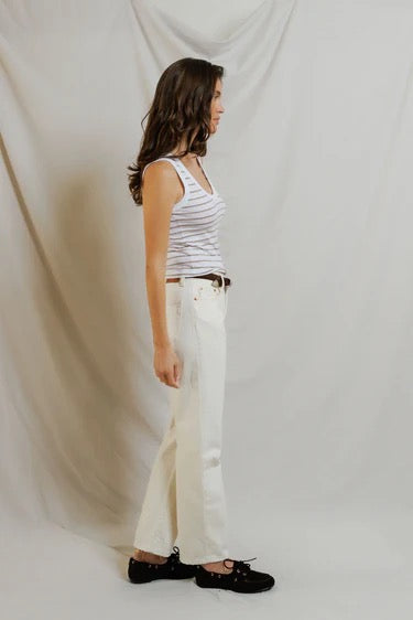 Perfect White Tee - Women - Driftwood/White  Khara Tank Stripe