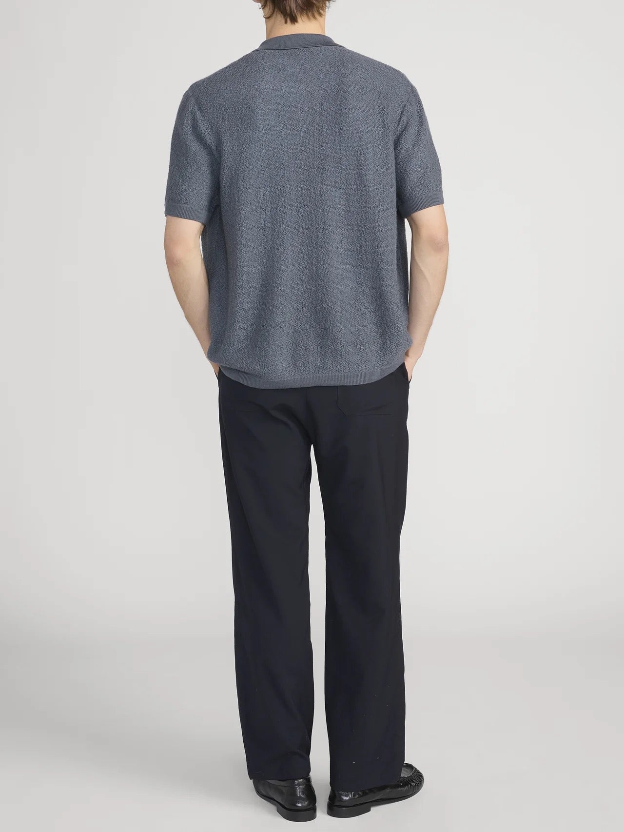 Frame  - Men - Blue Grey Short Sleeve Cardigan Sweater