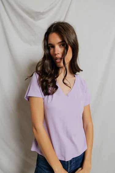 Perfect White Tee - Women - Ultra Violet Hendrix Boxy V Neck Tee