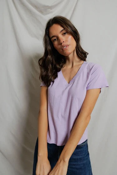 Perfect White Tee - Women - Ultra Violet Hendrix Boxy V Neck Tee