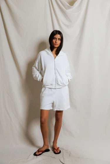 Perfect White Tee - Women - White Sean Crop Zip Hoodie