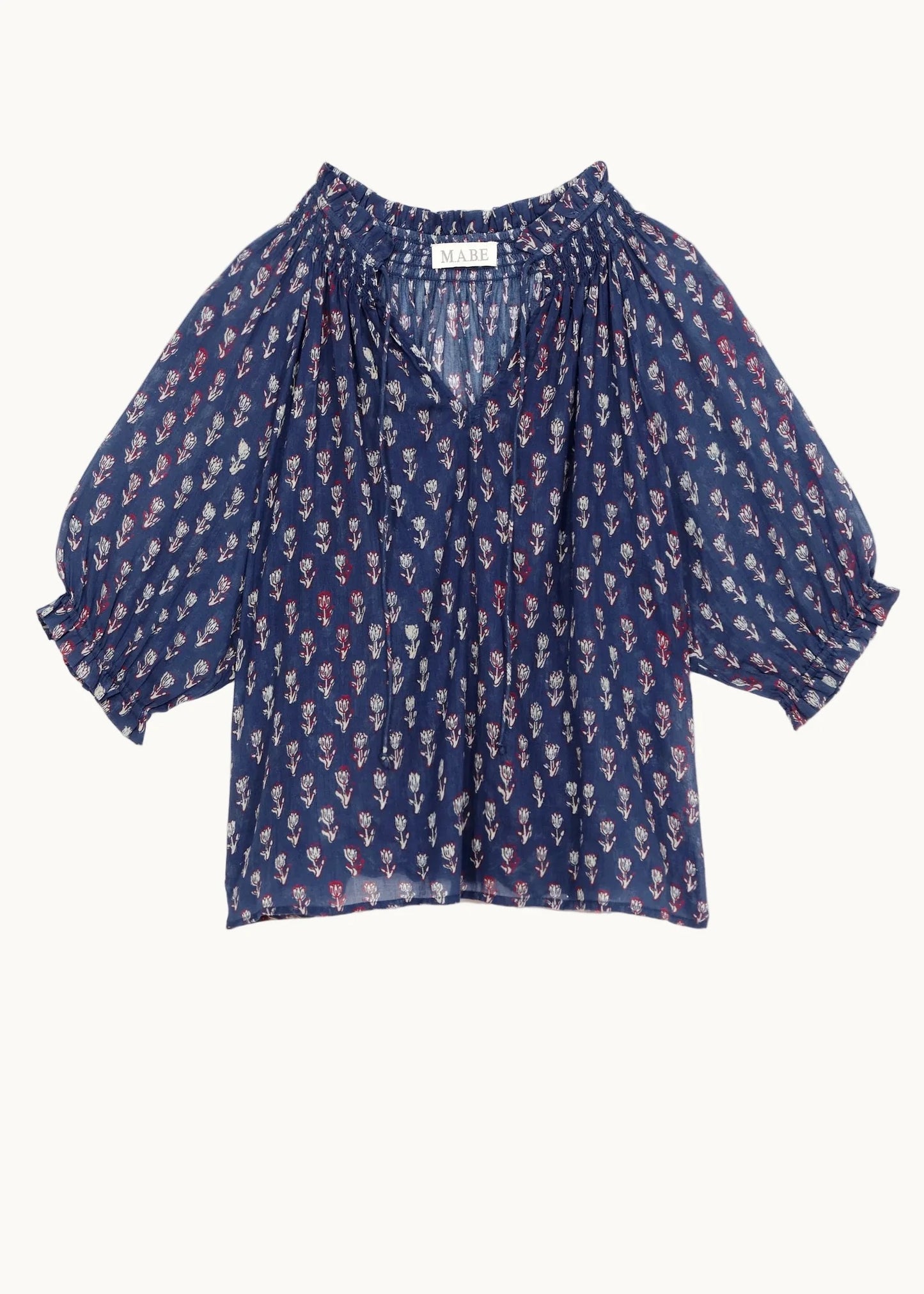 M.A.B.E. - Women Indigo Ari Print Short Sleeve Top