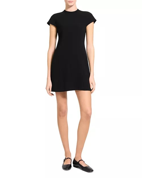 Theory - Women - Black Raglan Mock Neck Shift Minidress