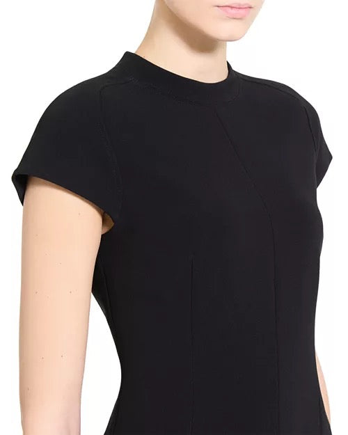 Theory - Women - Black Raglan Mock Neck Shift Minidress