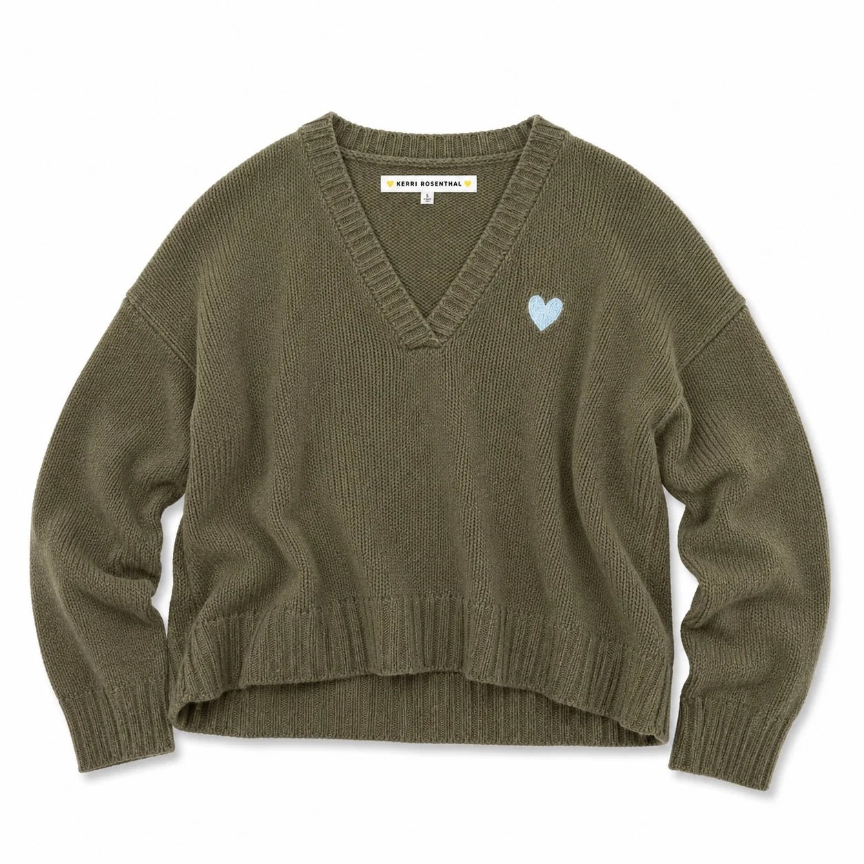 Kerri Rosenthal - Women -  Army Green Saturday V Neck Sweater