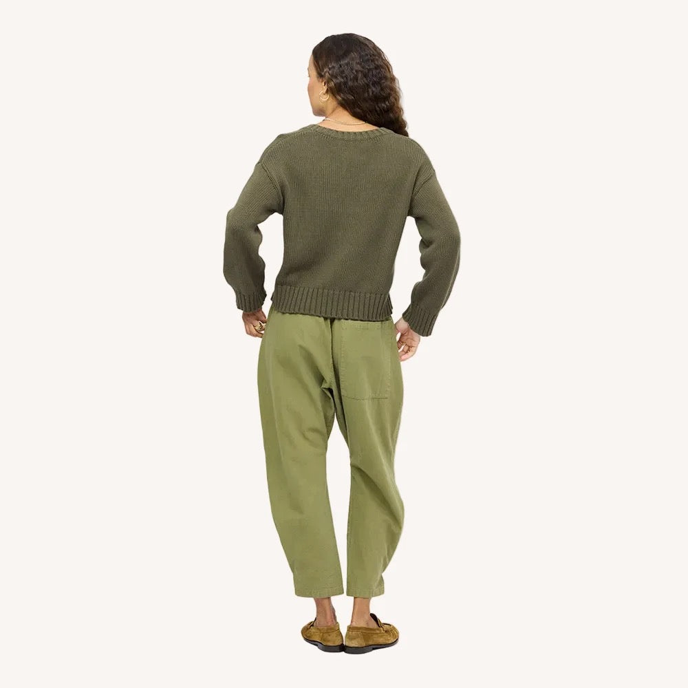 Kerri Rosenthal - Women -  Army Green Saturday V Neck Sweater
