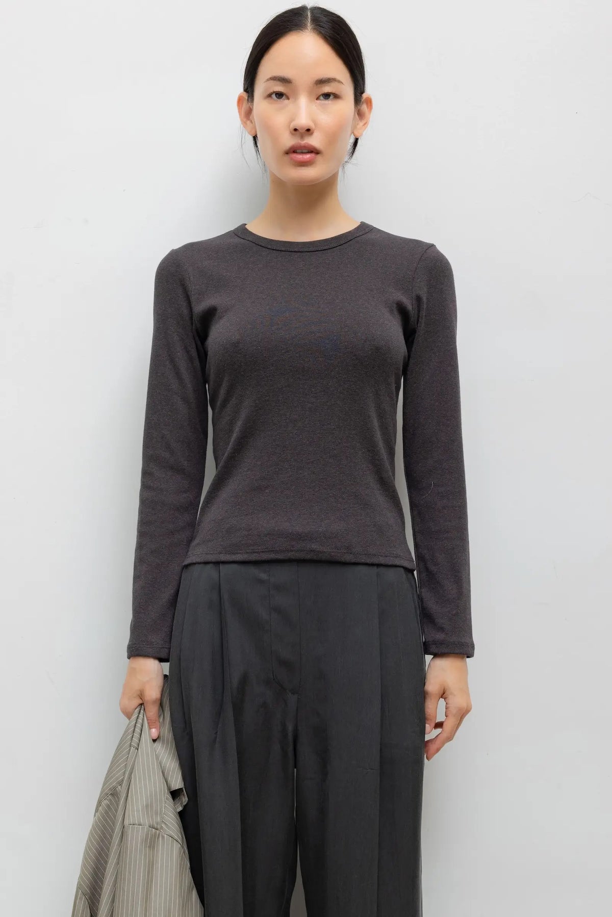 Leset - Women - Hickory Melange Nando Slim Fit  Long Sleeve