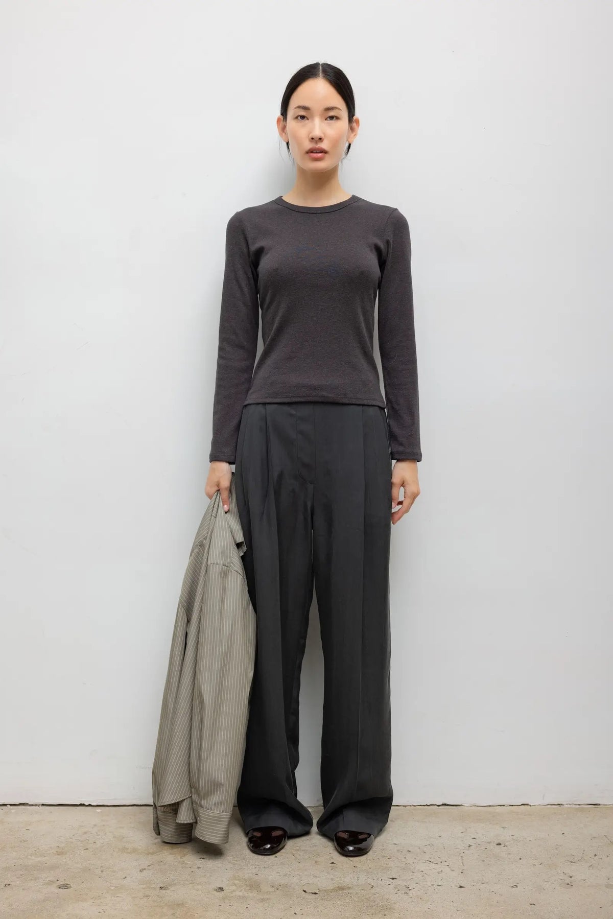 Leset - Women - Hickory Melange Nando Slim Fit  Long Sleeve